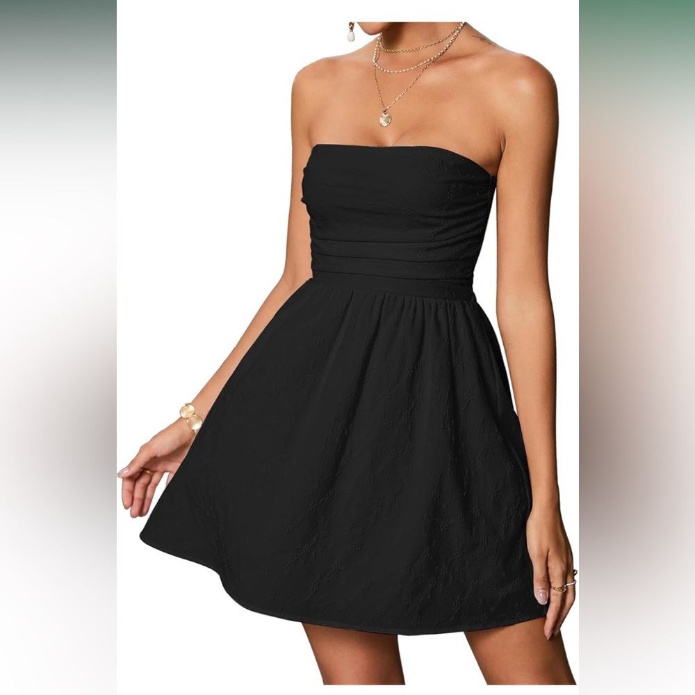 NWT Strapless Sleeveless Smocked Flowy A Line Tube Top Mini Dress